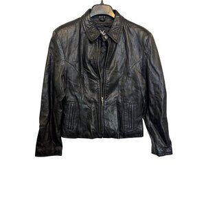 Maxima Leather Jacket Womens M Black Zip Closure
